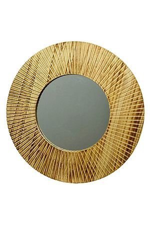 Декоративное зеркало ДЕРЕВЯННОЕ СОЛНЦЕ, светло-коричневая рама, 70 см, Kaemingk