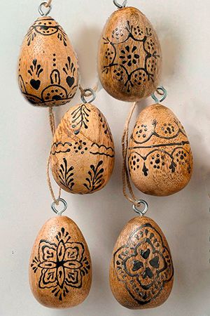 Набор декоративных пасхальных яиц СВЕТЛЫЕ ДНИ, дерево, 6 см, 6 шт., Boltze