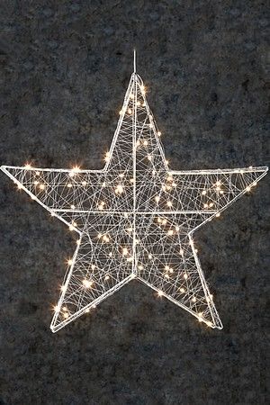 Подвесная светящаяся звезда AIR WEAVING, 120 теплых белых микро LED-огней, 58 см, серебряная проволока, уличная., Edelman