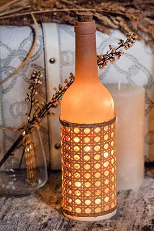 Светильник-бутылка МЕДОВЫЙ ЗАКАТ, 10 теплых белых LED-ламп, 28 см на батарейках, стекло, Kaemingk