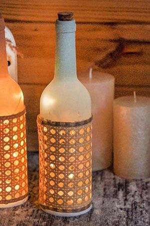 Светильник-бутылка ЛУННЫЙ СВЕТ, 10 теплых белых LED-ламп, 28 см на батарейках, стекло, Kaemingk