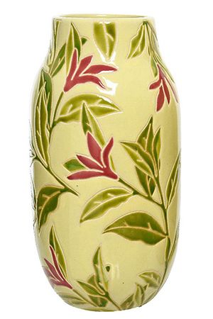 Керамическая ваза ручной работы ЛЕТНЯЯ БЕЗМЯТЕЖНОСТЬ, красные цветы, 32 см, Kaemingk