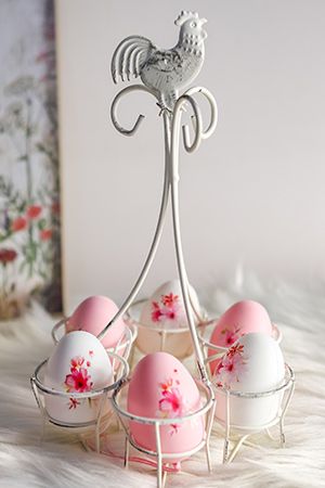 Пасхальная подставка для яиц КОМПОЗИЦИЯ С ПЕТУШКОМ, для 6 штук, металл,  25 см, Kaemingk
