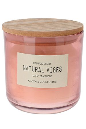 Ароматическая свеча в стакане NATURAL VIBES, розовая, 10 см, Koopman International