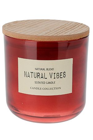 Ароматическая свеча в стакане NATURAL VIBES, красная, 10 см, Koopman International
