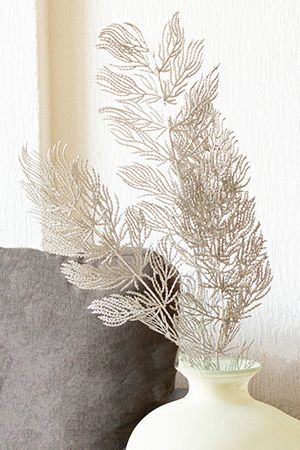 Декоративная ветка FINES PLUMES, полиэстер, серебряная, 108 см, Koopman International