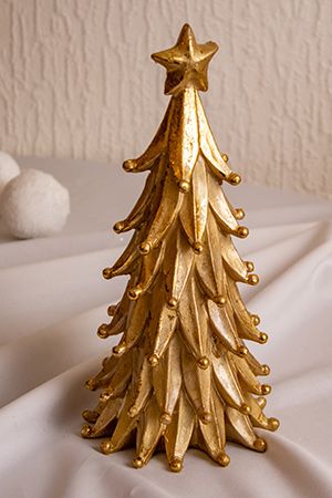 Декоративная настольная елка КЛОДДИ, полистоун, золотая, 28 см, Koopman International