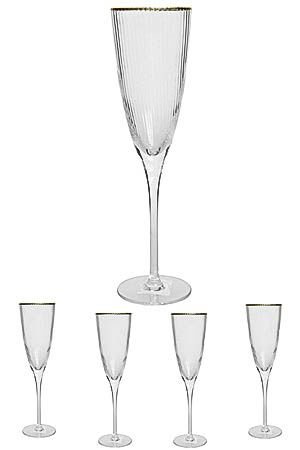 Бокалы для шампанского ЛУИДЖИ, стекло, 26 см, 120 мл, набор - 4 шт., Kaemingk