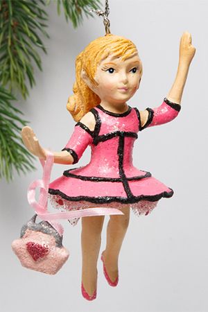Елочная игрушка ЮНАЯ КОКЕТКА ярко-розовое платье, полистоун, 13 см, подвеска, Goodwill
