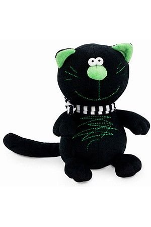 Мягкая игрушка Кот Батон 15 см, черный с зеленым, ORANGE TOYS