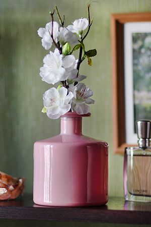 Декоративная стеклянная вазочка АЛХИМИЯ цилиндр, розовая, 14 см, Edelman