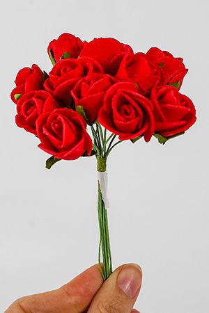 Искусственные розы для декора BOUQUET DE CHARME, алые, 2х10 см, 12 шт., 4 SEASONS