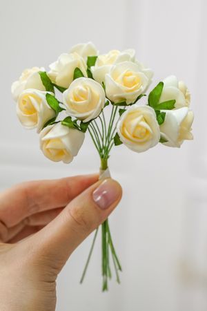 Искусственные розы для декора BOUQUET DE CHARME, кремовые, 2х10 см, 12 шт., 4 SEASONS