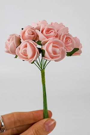 Искусственные розы для декора BOUQUET DE CHARME, нежно-розовые, 2х10 см, 12 шт., 4 SEASONS