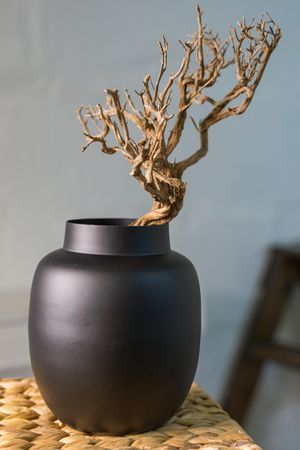 Декоративная ваза КАРБОНО КЛАССИКА, металл, чёрная, 14 см, Boltze