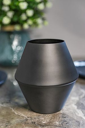Декоративная ваза КАРБОНО РОМБ, металл, чёрная, 14 см, Boltze