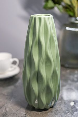 Керамическая ваза ФРЕСКЕЦЦА крупные волны, салатовая, 25 см, Boltze