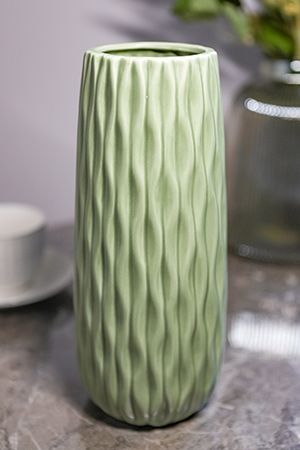 Керамическая ваза ФРЕСКЕЦЦА мелкие волны, салатовая, 25 см, Boltze
