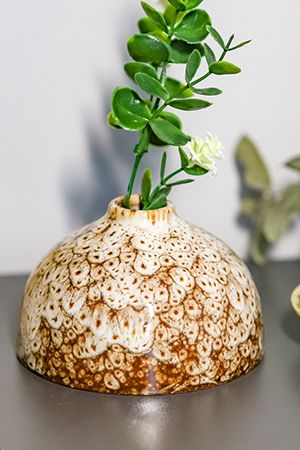 Фарфоровая ваза АММОНИТ малая, бежевая, 11 см, Boltze