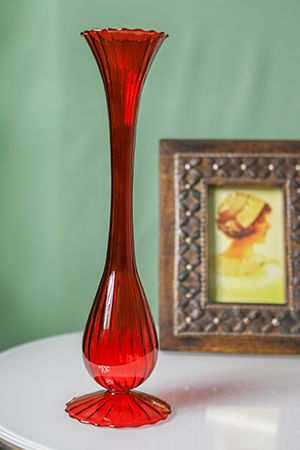 Стеклянная ваза АЛЬТО СОЛО, красная, 35 см, EDG