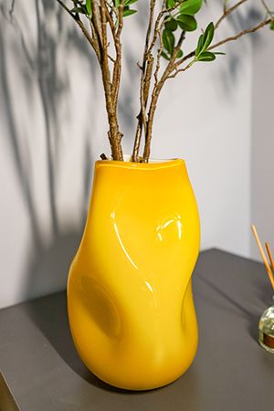 Стеклянная ваза МАНГО СОЛАРЕ желтая, 23 см, EDG