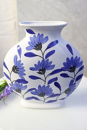 Керамическая плоская ваза ФИОРИБЛЮ, 31 см, Kaemingk