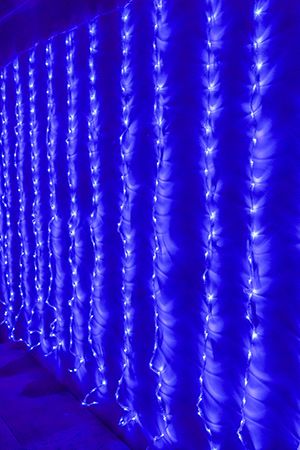 Светодиодный занавес Водопад, 3*2 м, 336 синих LED ламп, прозрачный СИЛИКОН+ПВХ, соединяемый, контроллер, IP54, Rich LED
