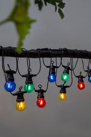 Садовая гирлянда из лампочек РАЗНОЦВЕТНЫЙ ВЕЧЕР, 20 ламп, 20 разноцветных LED-огней, 8.55+5 м, черный провод, уличная, STAR trading