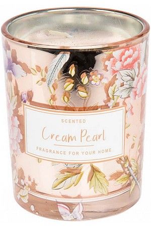 Ароматическая свеча ФЛОРАЛЬ - CREAM PEARL в стеклянном стакане, 10 см, Koopman International