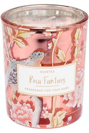 Ароматическая свеча ФЛОРАЛЬ - ROSA FANTASY в стеклянном стакане, 10 см, Koopman International