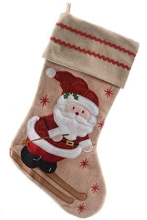 Носок для подарков ПРАЗДНИК С УЛЫБКОЙ: САНТА, хлопок, 45 см, Kaemingk