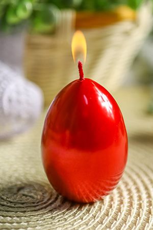 Пасхальная свеча-яйцо МЕТАЛЛИК красная, 4х6 см, Омский Свечной