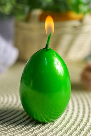 Пасхальная свеча-яйцо МЕТАЛЛИК оливковая, 4х6 см, Омский Свечной