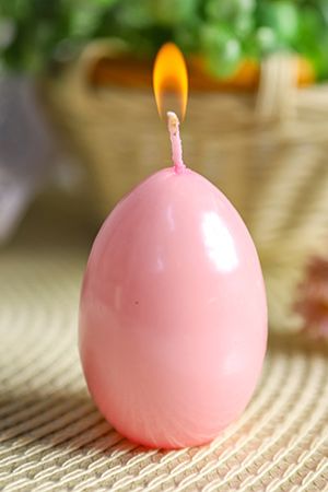 Пасхальная свеча-яйцо МЕТАЛЛИК розовая, 4х6 см, Омский Свечной