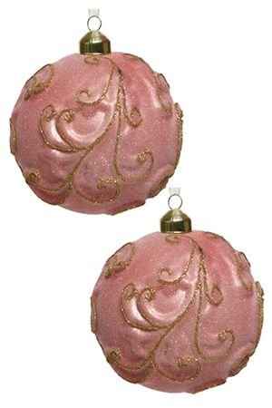 Набор стеклянных шаров КЁРЛИС, розовые, 10 см, 2 шт., Kaemingk (Decoris)