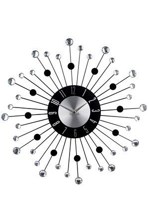 Настенные часы РАГГИ, чёрные и серебряные лучи, металл, акрил, 42 см, Koopman International