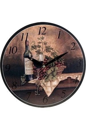 Настенные часы НАТЮРМОРТ С ВИНОМ, дерево, 28 см, Koopman International