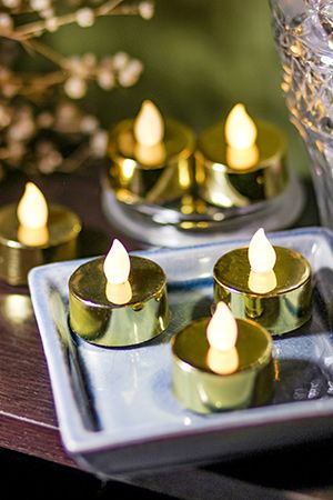 Набор светодиодных чайных свечей СЭЙОРИ, золотые, 4 см, 6 шт., Kaemingk