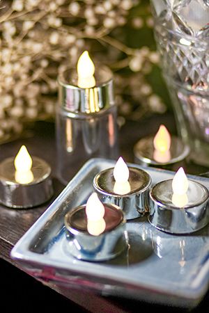 Набор светодиодных чайных свечей СЭЙОРИ, серебряные, 4 см, 6 шт., Kaemingk
