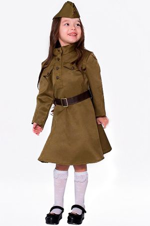 Карнавальный костюм детский Солдаточка в платье, рост 104-116 см, Бока