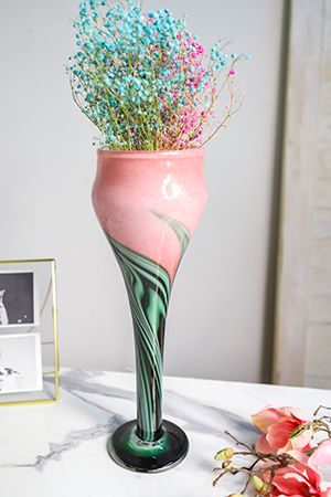 Дизайнерская ваза РАССВЕТНЫЙ БРИЗ, большая, розово-зеленая, 45 см, EDG