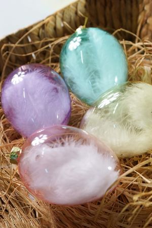Подвесные украшения - яйца ПЛЮМ Д'АНЖ, стекло, 12 см, 4 шт., Goodwill