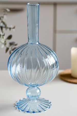 Стеклянная ваза ОВОИДЭ, голубая, 25 см, EDG
