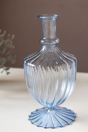 Стеклянная ваза КОППА, голубая, 20 см, EDG