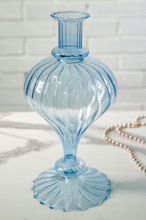 Стеклянная ваза ГЬОККА, голубая, 30 см, EDG