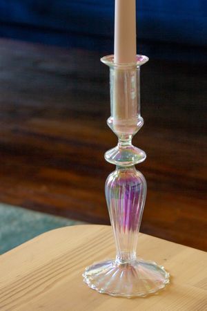 Подсвечник для столовой свечи ПОРТА РИГЕ малый, стекло, прозрачно-перламутровый, 20 см, EDG