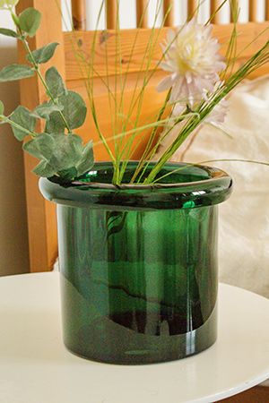 Декоративная ваза ТАЦЦА, стекло, зеленая, 16 см, EDG