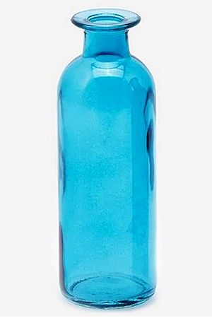 Декоративная бутыль-ваза БОРРАЧА ПИККОЛА, стекло, голубая, 16 см, EDG