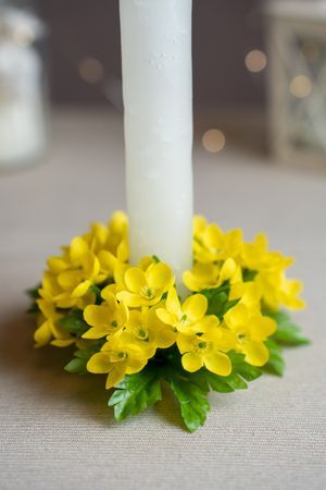 Венок для свечи АЛЬПИЙСКИЙ БУКЕТ, жёлтый, 10 см, EDG