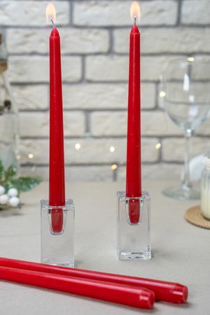 Набор столовых свечей КВАТРО, красные, 25 см, 4 шт., EDG